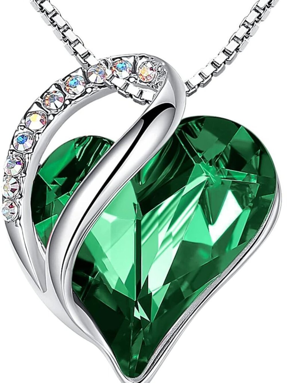 Infinity Love Birthstone Heart Necklace, Silver Plated Pendant for Women, Gift